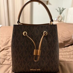 Michael Kors Dark Brown Monogram Shoulder Bag